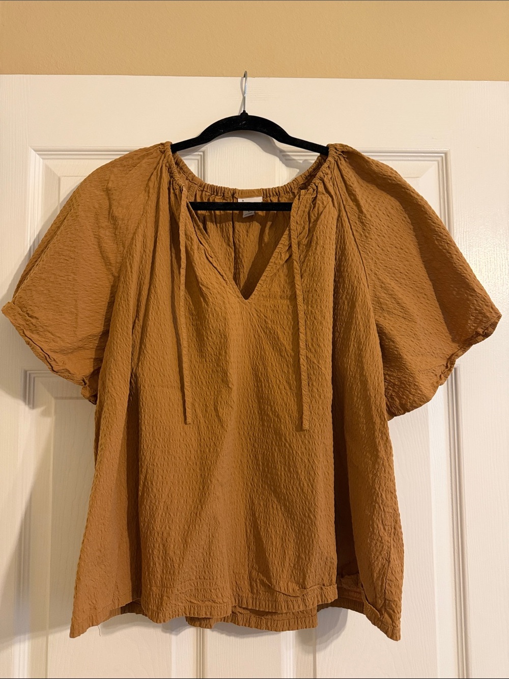 A New Day Flouncy Boho Mustard Color Blouse